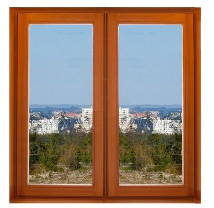 Окно из клееного бруса двухстворчатое глухое 1170х1170